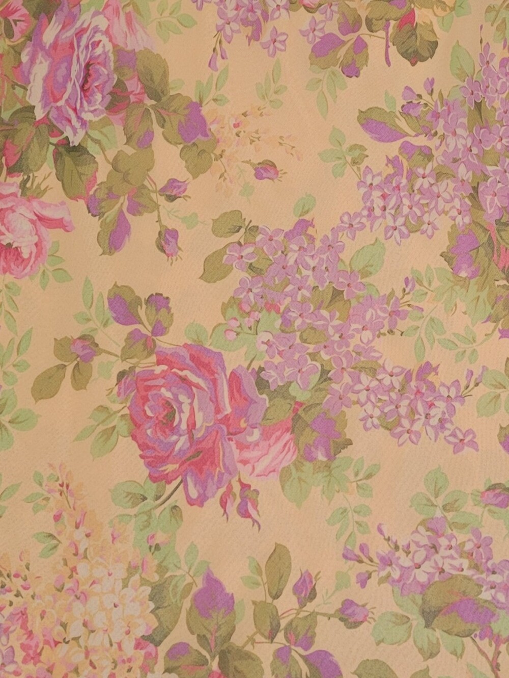 Boho 90s Vintage Peach Purple Floral Cabbage Rose Tiered Ruffle Midi Skirt 12 - Picture 4 of 8